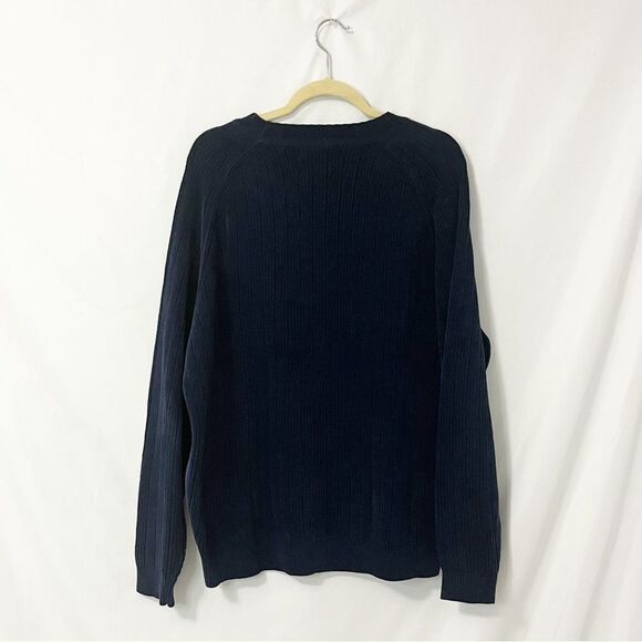 🟢Tommy Bahama Navy Chenille Ribbed Knit Crew Neck Sweaters Size M - Picture 2 of 4